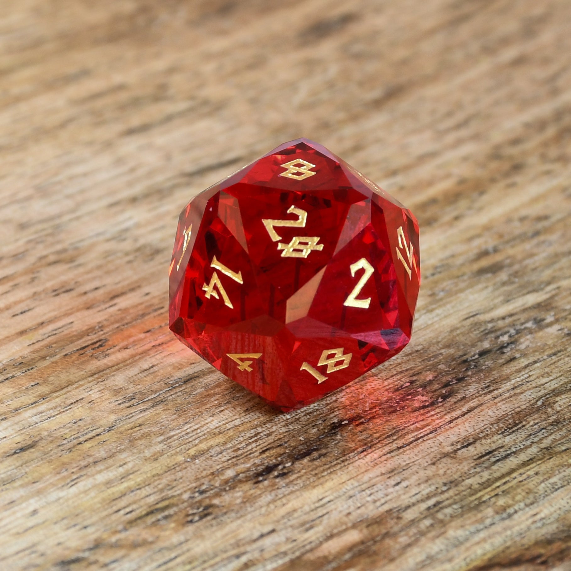 Ruby Multifaceted Glass Dice Set