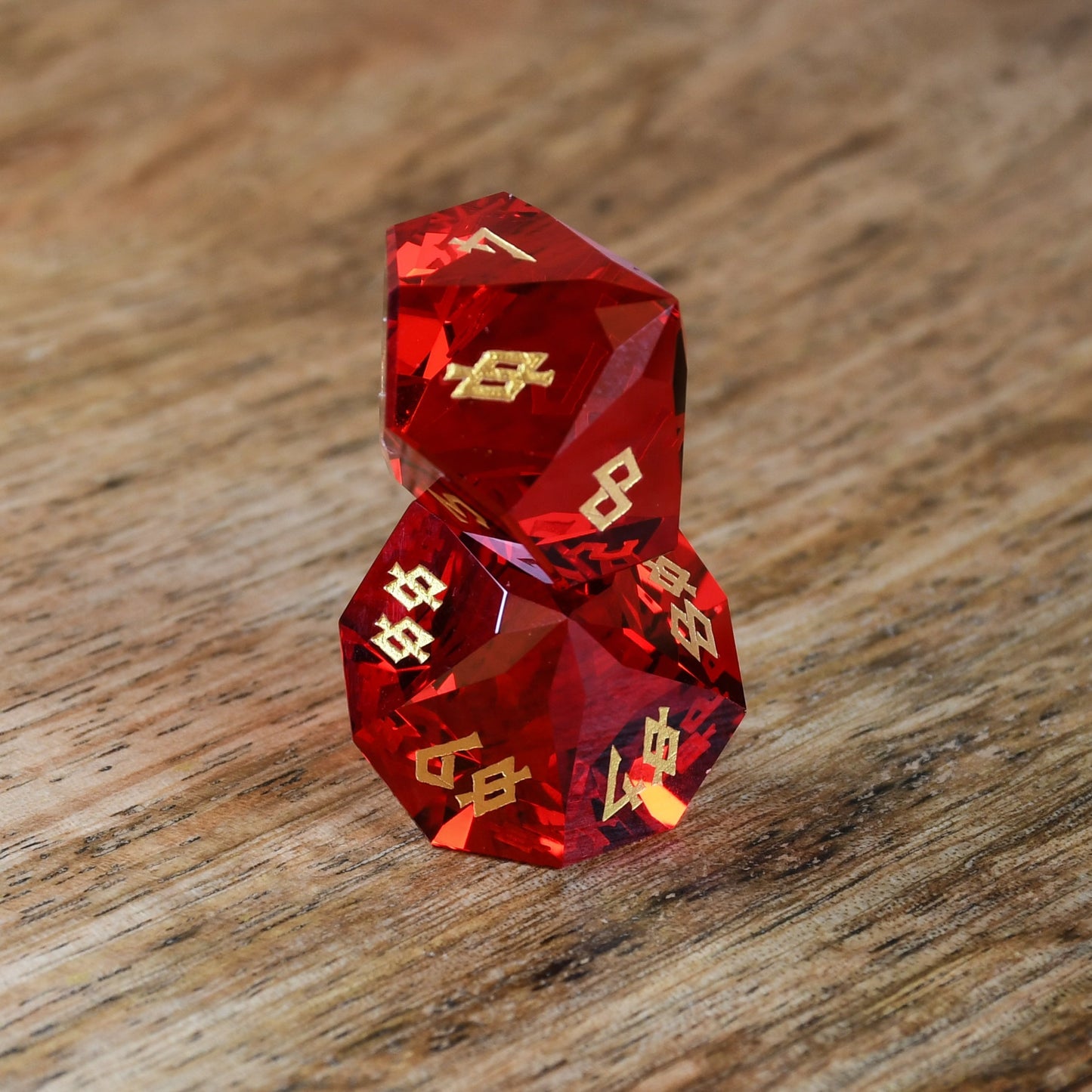 Ruby Multifaceted Glass Dice Set