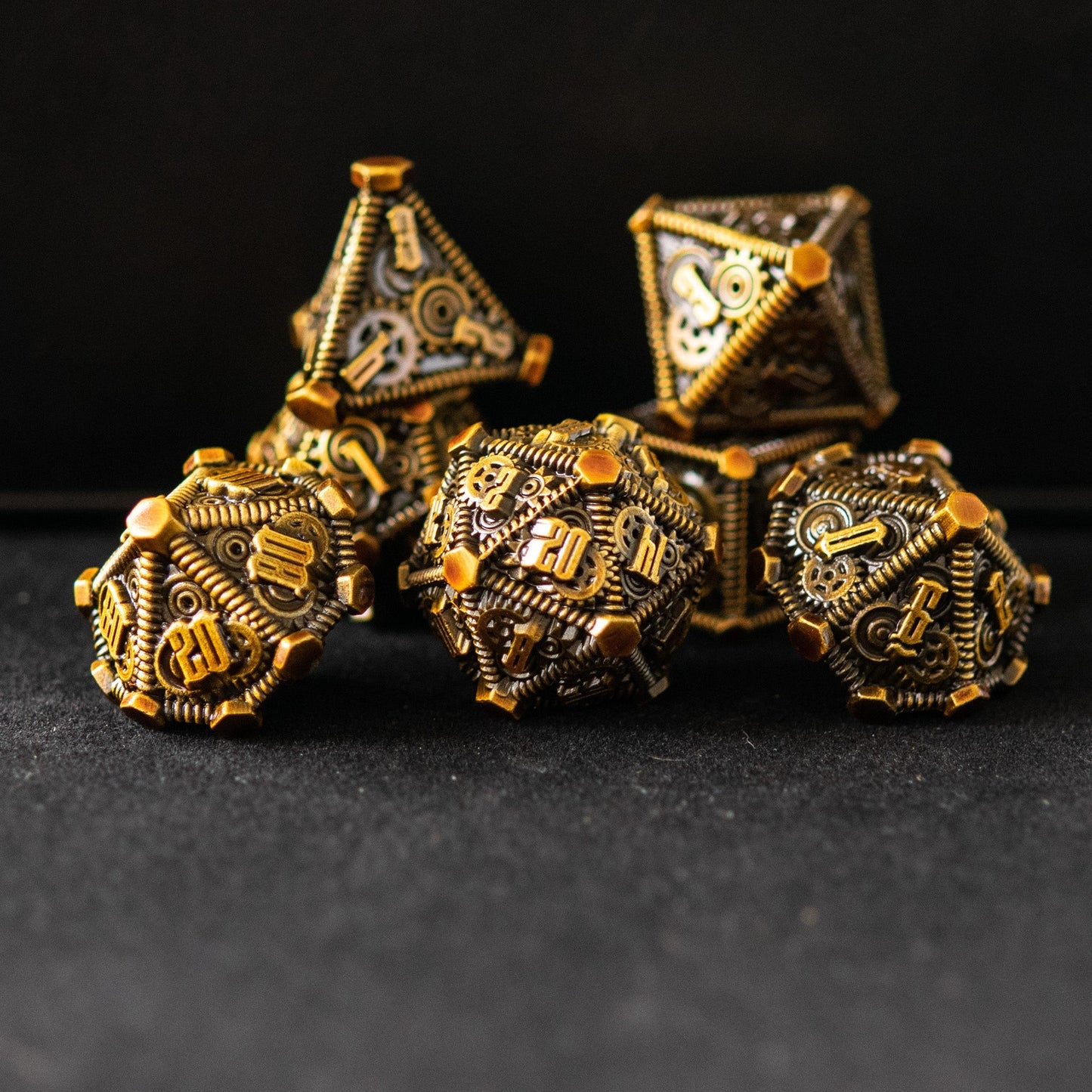 Rustic Brass - Weird West Wasteland Metal Dice Set