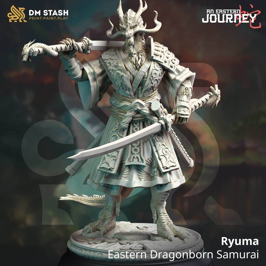 Ryuma, Eastern Dragonborn Samurai - 32mm Scale