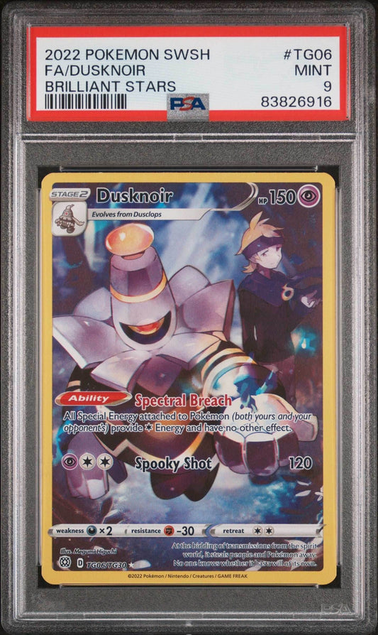 2022 POKEMON SWORD & SHIELD BRILLIANT STARS FA/DUSKNOIR #TG06 PSA 9 - 