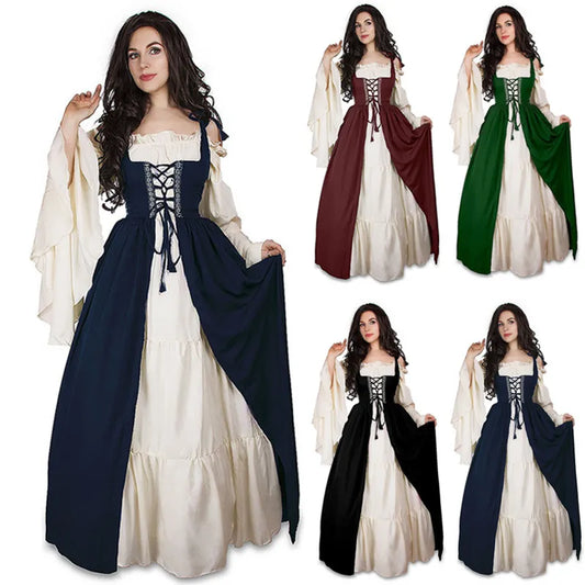 S-6XL Medieval Punk Dress Cosplay Halloween Costumes Women Palace Carnival Party Disguise Princess Female Victorian Vestido Robe