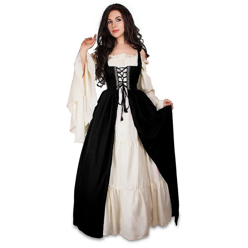 S-6XL Medieval Punk Dress Cosplay Halloween Costumes Women Palace Carnival Party Disguise Princess Female Victorian Vestido Robe