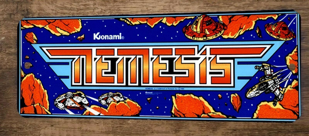 Nemesis Arcade 3x12 Metal Wall Video Game Marquee Banner Sign