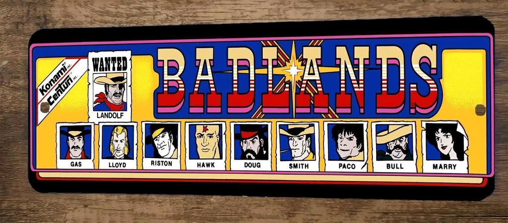 Badlands Arcade 3x12 Metal Wall Video Game Marquee Banner Sign