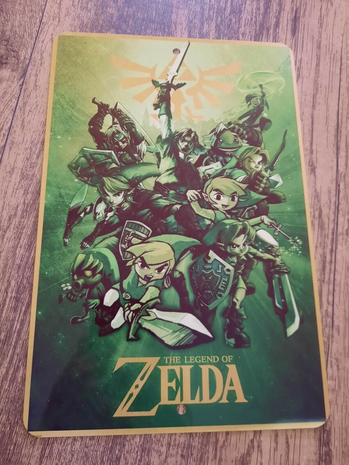 The Legend of Zelda Green Collaboration Retro 8x12 Inch Metal Wall Sign with 1980s Vintage Style