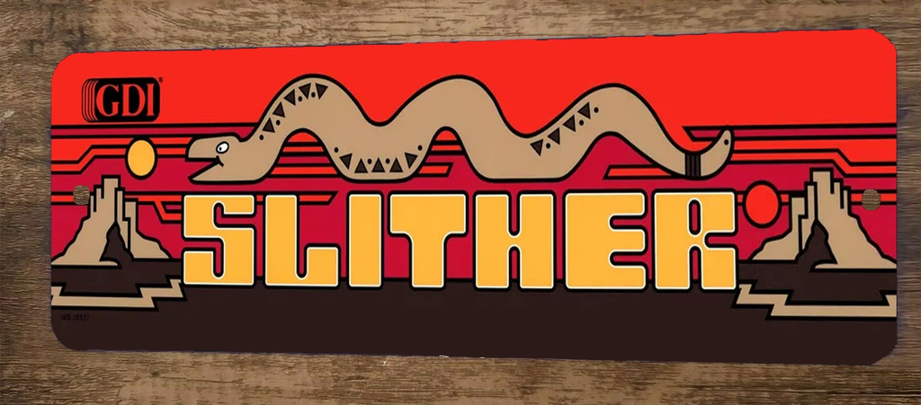 Slither Arcade 3x12 Metal Wall Video Game Marquee Banner Sign