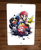Marios Banana Peel Kart 8x12 Inch Metal Wall Sign Video Gamer Poster