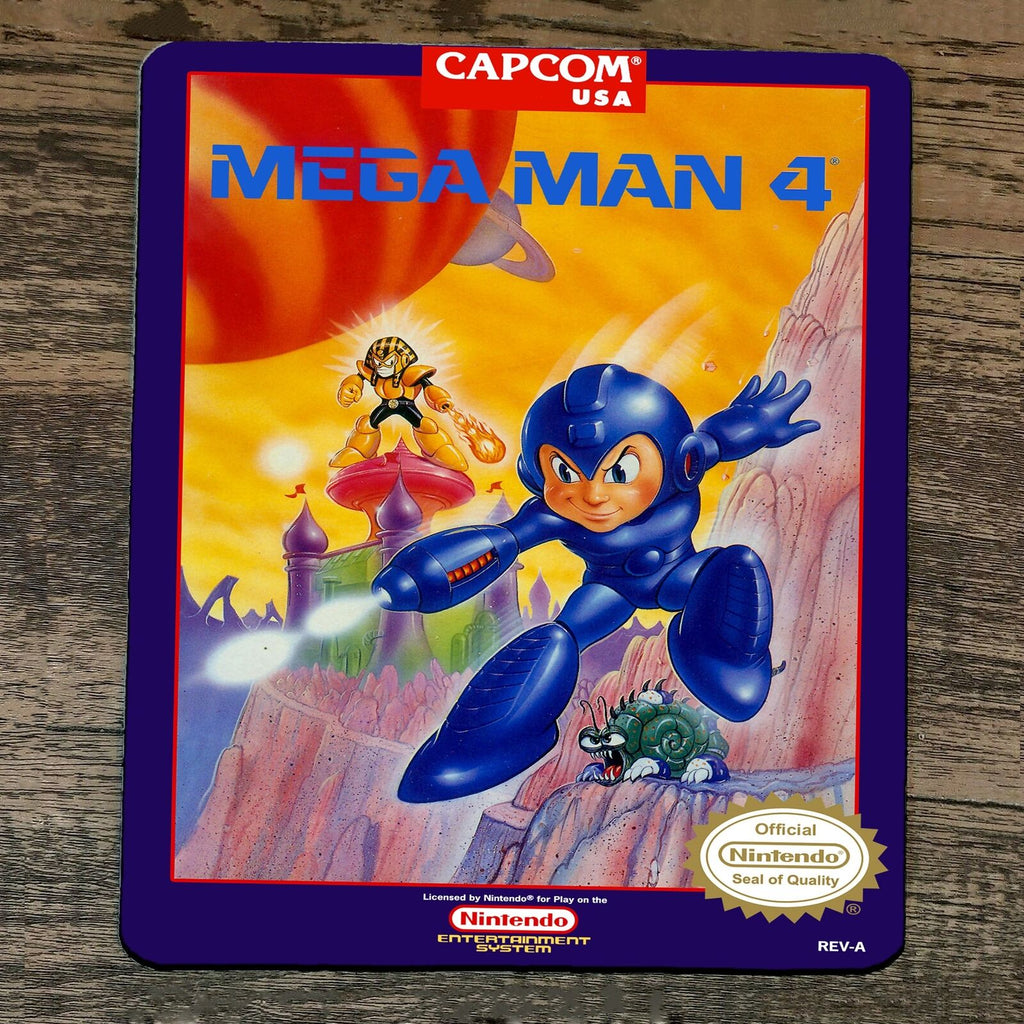 Mega Man 4 Classic Arcade NES Video Game Mouse Pad with Box Cover Design