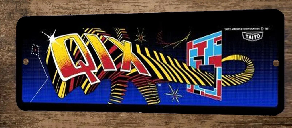 Qix Arcade 3x12 Metal Wall Video Game Marquee Banner Sign