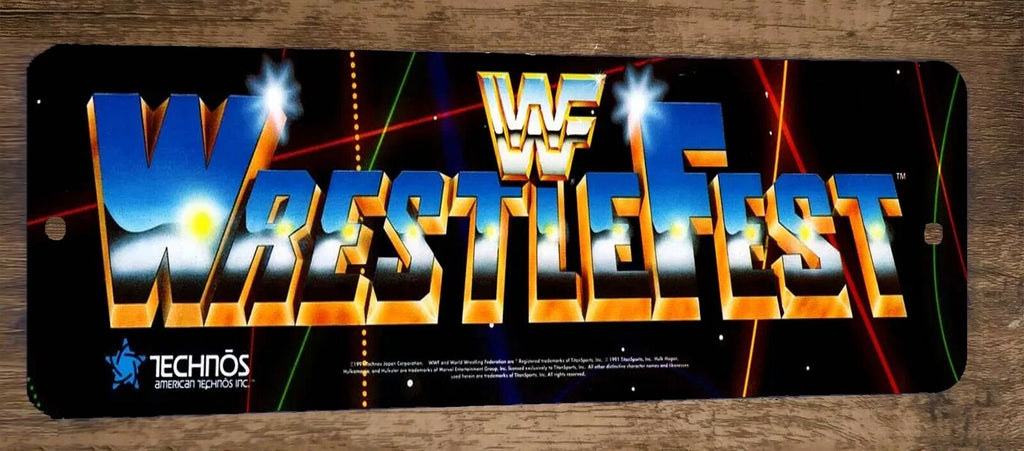Wrestlefest WWF Arcade 4x12 Inch Metal Wall Video Game Sign