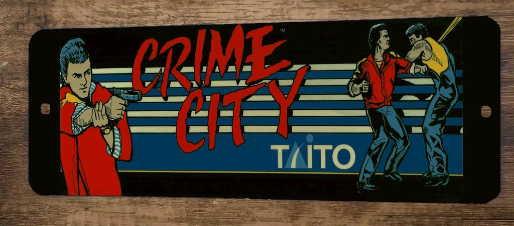 Crime City Arcade Video Game 4x12 Metal Wall Sign Marquee Banner Poster