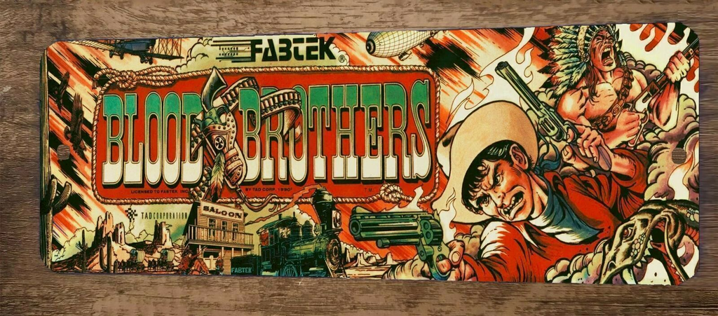 Blood Brothers Arcade Video Game 3x12 Metal Wall Sign Marquee Banner Poster
