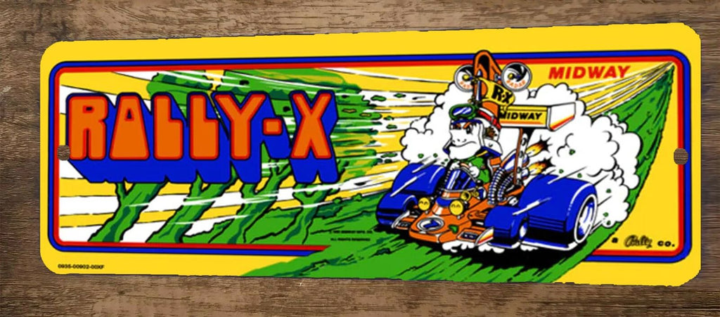 Rally X Arcade 4x12 Metal Wall Video Game Sign Poster