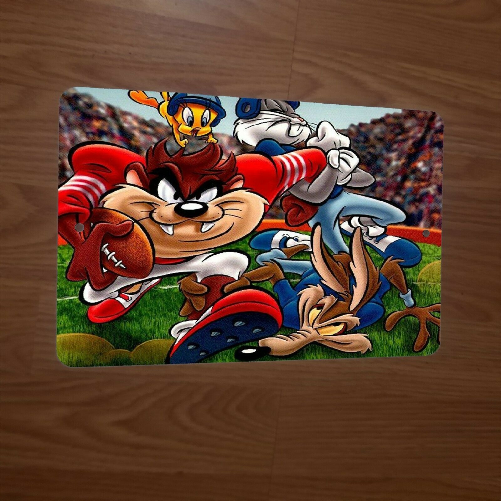 Taz Touchdown Looney Tunes Football Bugs Bunny Tweety 8x12 Inch Metal Wall Sign