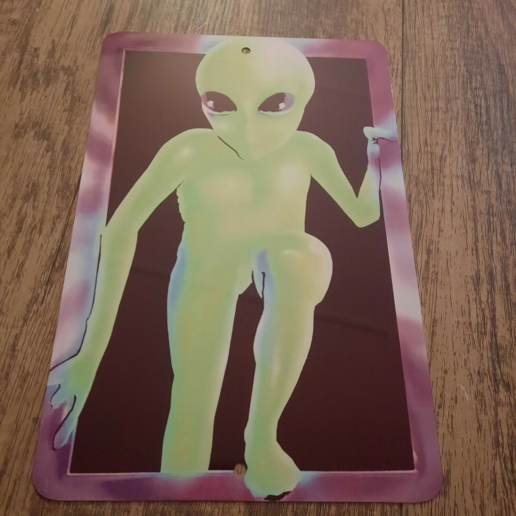 Alien in Window 8x12 Metal Wall Sign Misc Poster