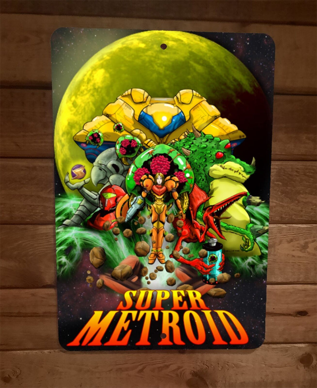 Super Metroid Artwork 8x12 Inch Metal Wall Sign Video Game Poster