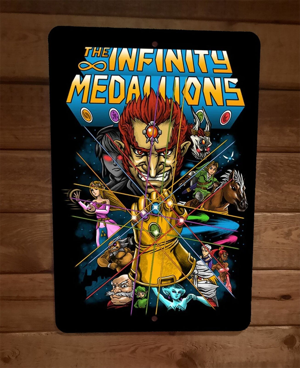 Infinity Medallions Legend of Zelda Parody Metal Wall Sign Poster, 8x12 Inches, High Gloss Aluminum