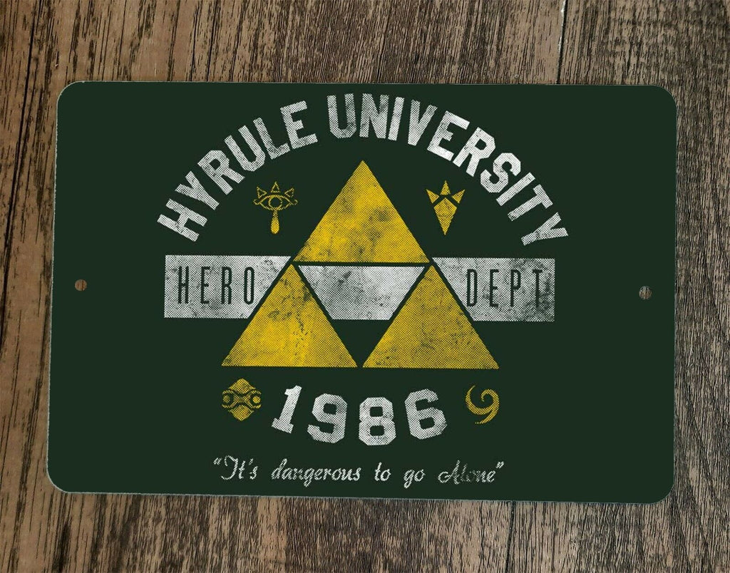 Hyrule University 1986 Hero Department Zelda 8x12 Inch Metal Wall Sign Featuring Classic Video Game Poster Design