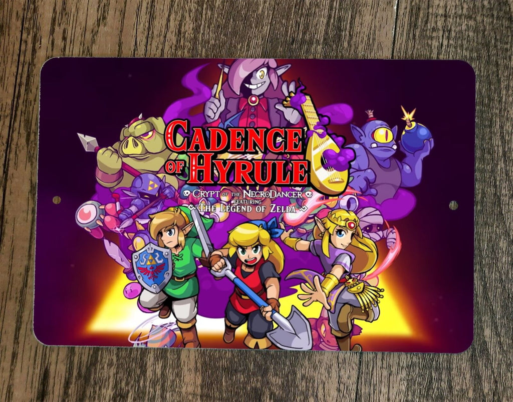 Cadence of Hyrule 8 x 12 Inch Metal Wall Sign with Video Game Poster Design
