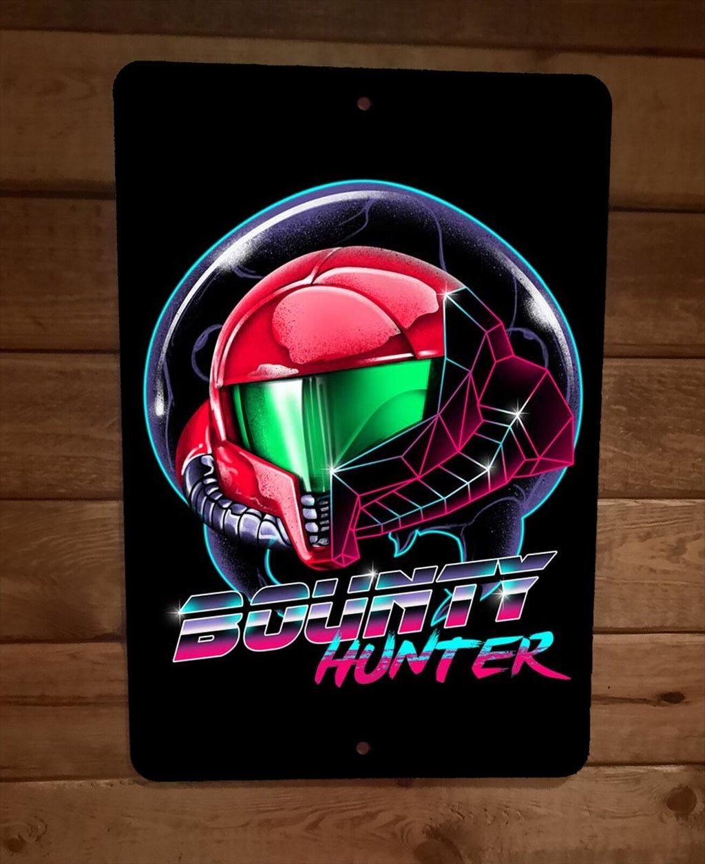 Metroid Bounty Hunter Helmet 8x12 Inch Metal Wall Sign Poster Video Game