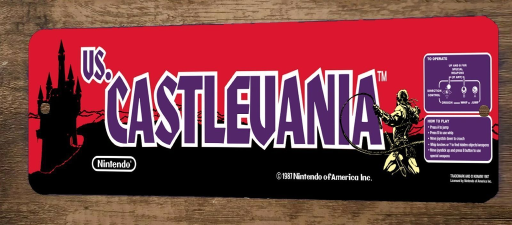 Vs Castlevania Arcade 3x12 Metal Wall Video Game Marquee Banner Sign