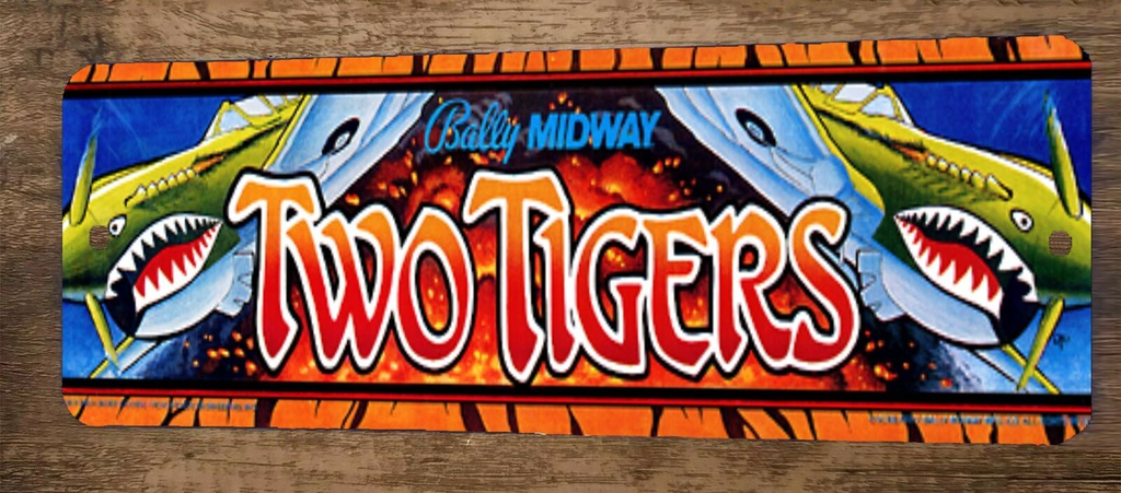 Two Tigers Arcade 3x12  Metal Wall Video Game Sign