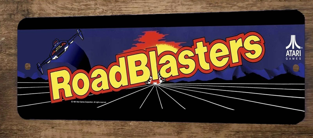 Road Blasters Arcade 3x12 Metal Wall Video Game Sign