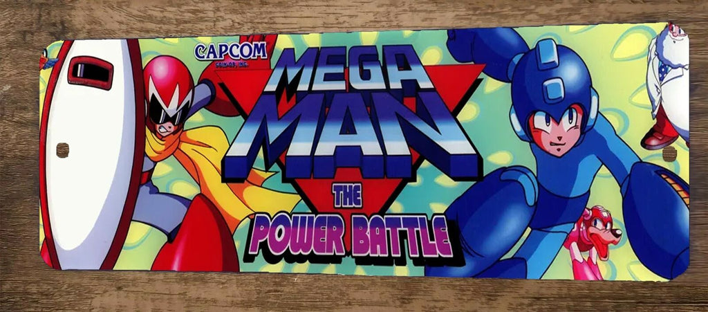 Mega Man The Power Battle Arcade 4x12 Inch Metal Wall Video Game Marquee Banner Sign