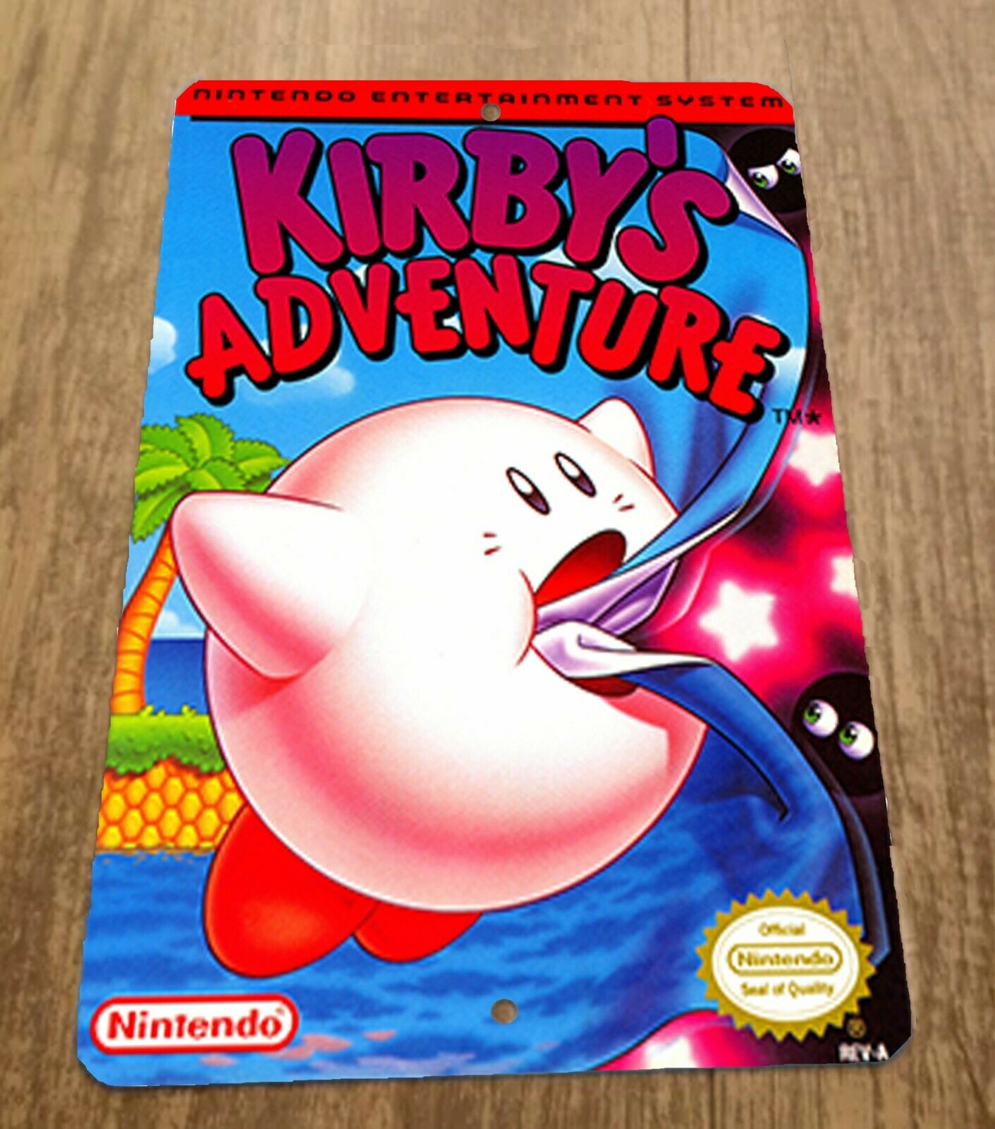 Kirbys Adventure Nintendo Box Art NES 8x12 Inch Metal Wall Sign Arcade Video Game