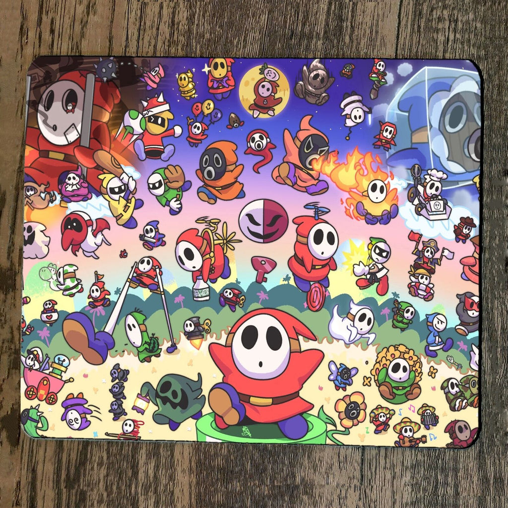 Shy Guys Mouse Pad from Mario Classic Arcade NES Video Game with UV Reactive Blacklight