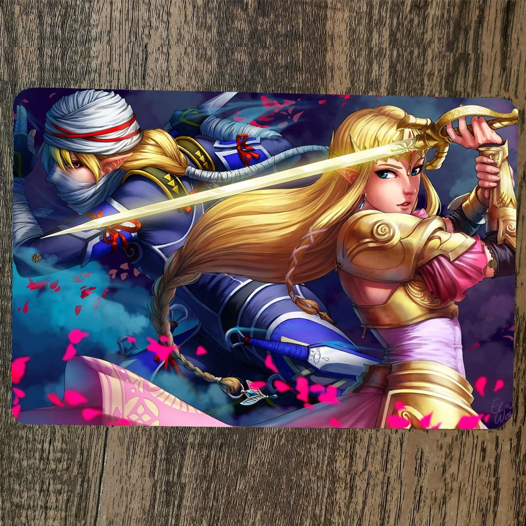 The Legend of Sheik and Princess Zelda 8 x 12 Inch Metal Wall Sign Poster for Video Game Fans