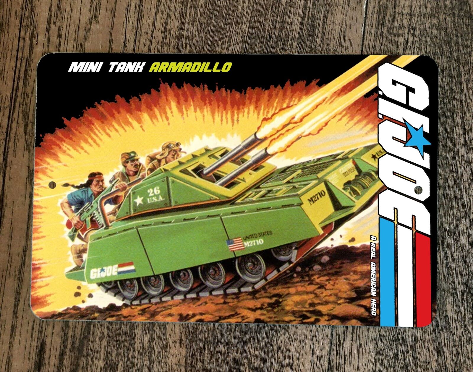 Mini Tank Armadillo GI Joe Art 8x12 Metal Wall Sign Retro 1980s