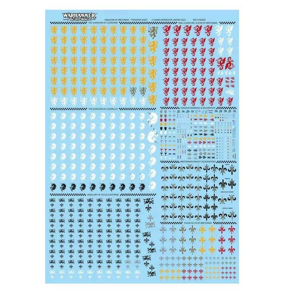 Warhammer: The Old World - Kingdom of Bretonnia - Transfer Sheet - 
