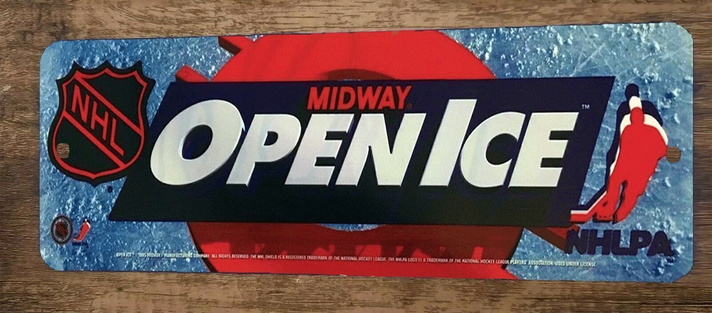 Open Ice Hockey NHL Arcade Video Game 3x12 Metal Wall Sign Marquee Banner Poster