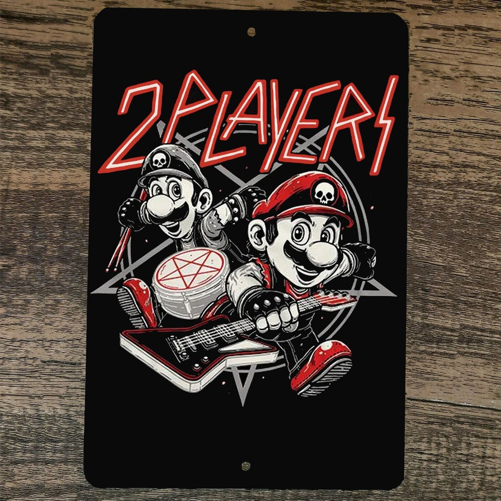 2 Players Mario and Luigi Rock Band 8x12 Metal Wall Video Game Arcade Sign