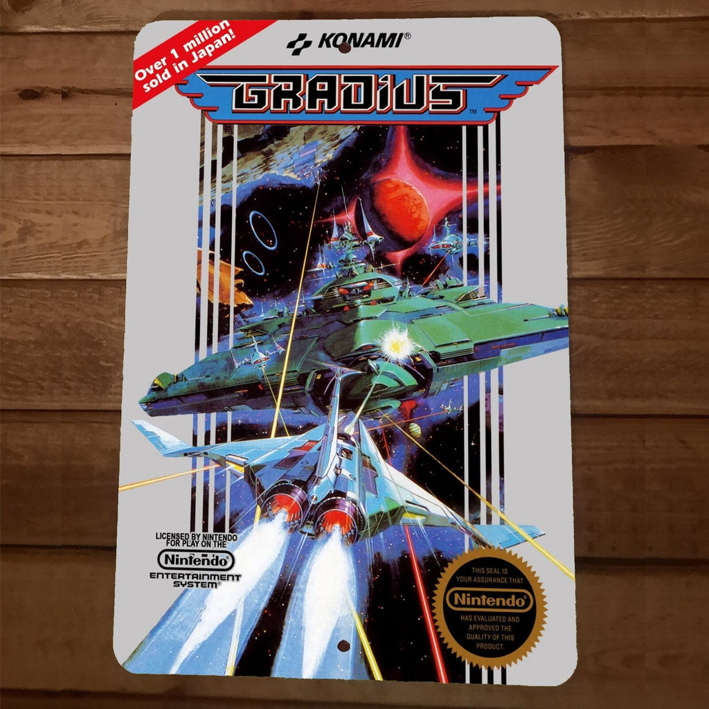 Gradius NES 8x12 Inch Metal Wall Sign Poster - Video Game Box Cover Art