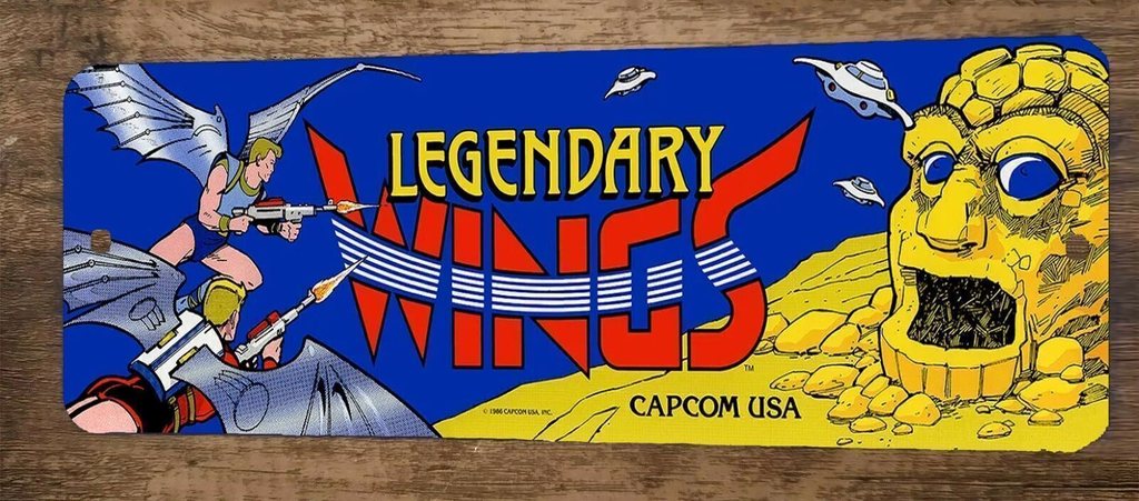 Legendary Wings Arcade 3x12 Metal Wall Video Game Sign