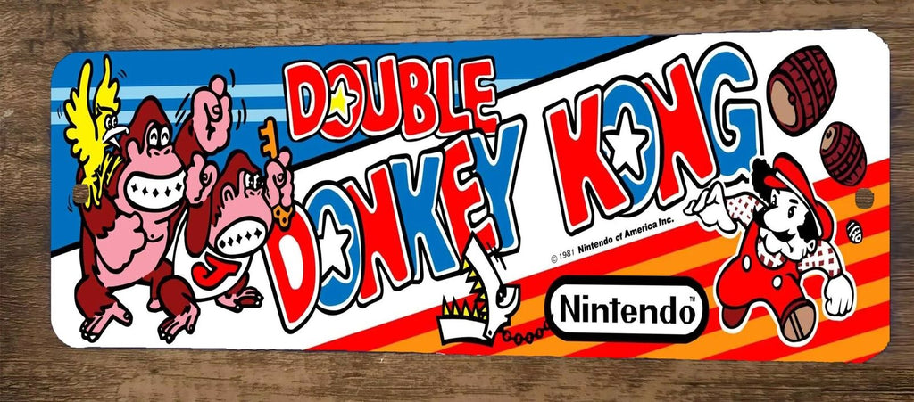 Double Donkey Kong Arcade 4x12 Inch Metal Video Game Marquee Wall Banner Sign