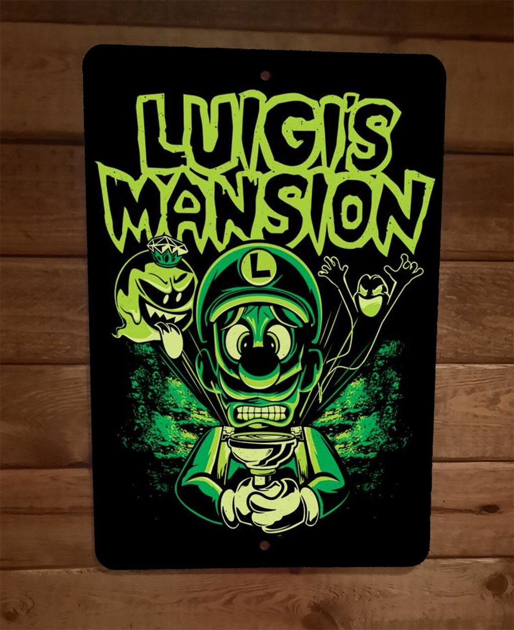 Luigi's Mansion 8x12 Inch Metal Wall Sign Video Game Mario Bros Poster
