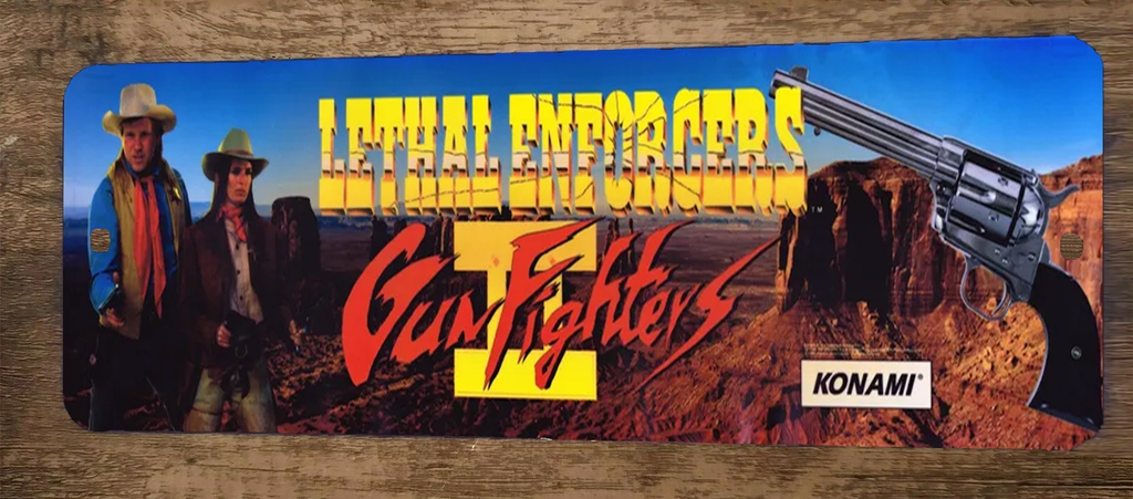 Lethal Enforcers 2 Gun Fighters Arcade 3x12 Metal Wall Video Game Marquee Sign