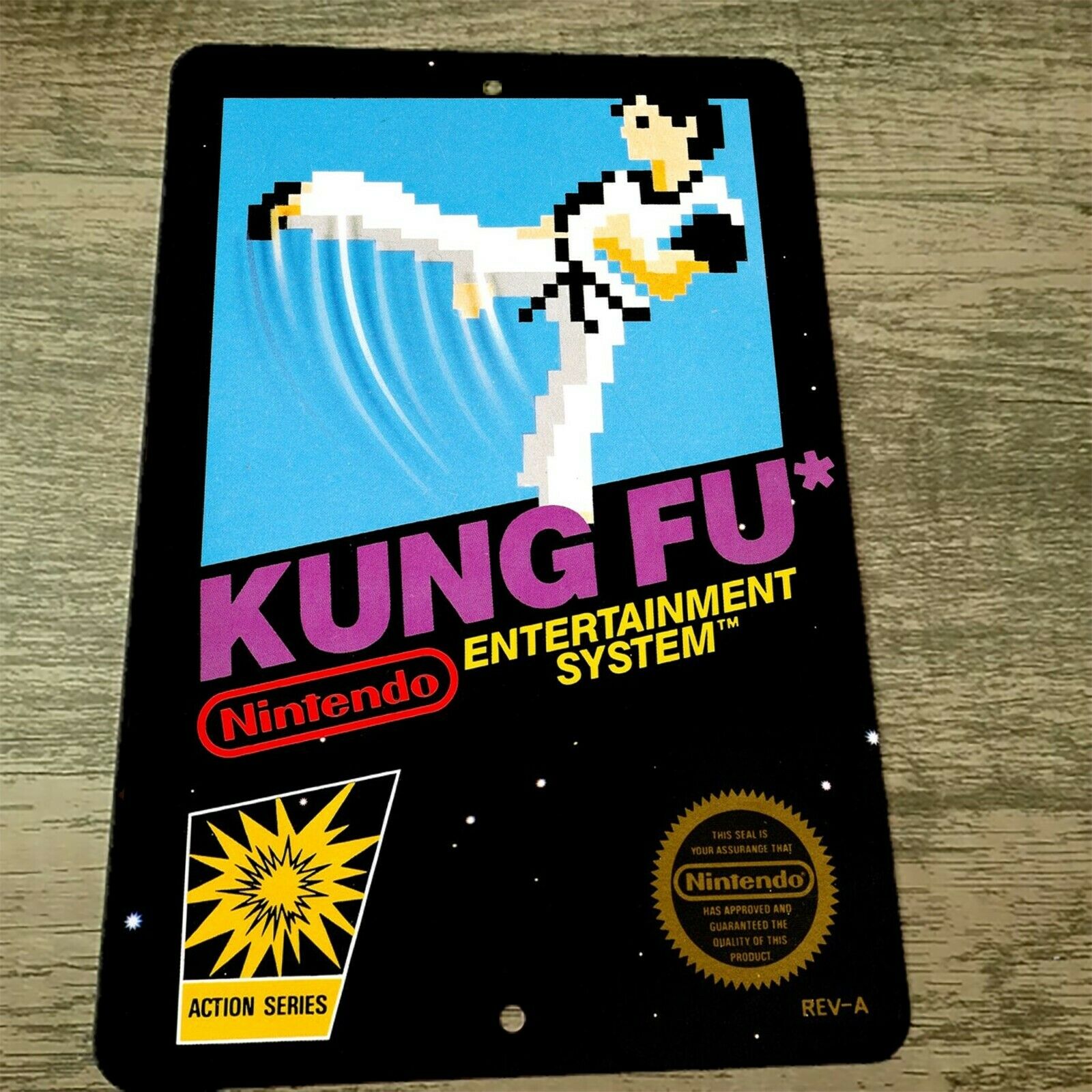 Kung Fu Nintendo Entertainment System 8x12 Inch Metal Wall Sign Featuring Classic Arcade Video Game Box Art