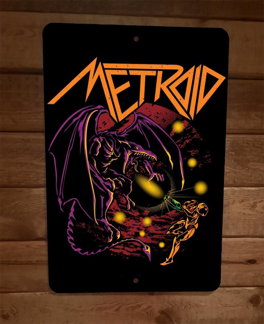 Samus vs Ripley Dragon Metroid Video Game 8x12 Inch Metal Wall Sign Poster