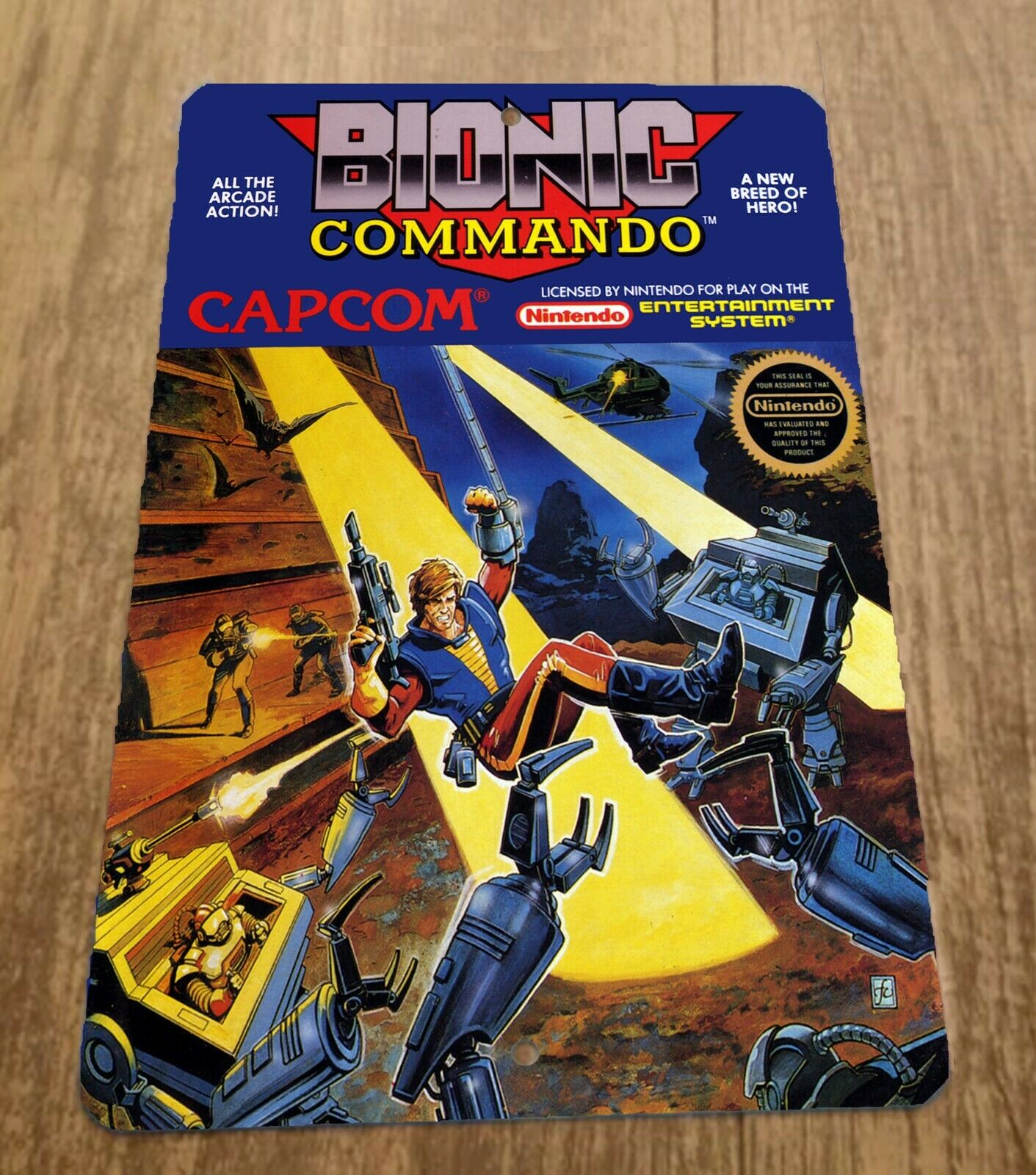 Bionic Commando Nintendo NES Game Box Cover Art 8x12 Inch Metal Wall Sign for Video Game Arcade