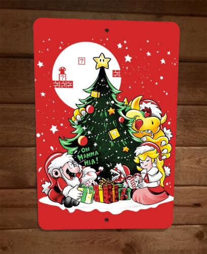 Merry Mario Christmas 8x12 Metal Wall Sign Poster Super Video Game