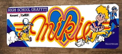 Mikie Arcade 3x12 Metal Wall Video Game Marquee Banner Sign High School Graffiti