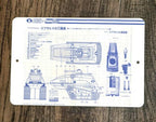 GI Joe HISS Tank Blueprint Metal Wall Sign, 8x12 Inches, Retro 1980s Design