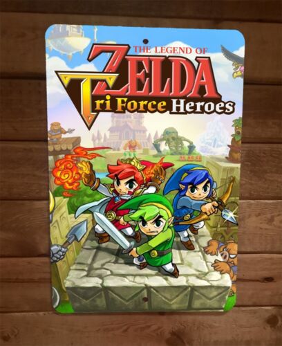 The Legend of Triforce Zelda Heroes 8x12 Inch Premium Metal Wall Sign Video Game Poster