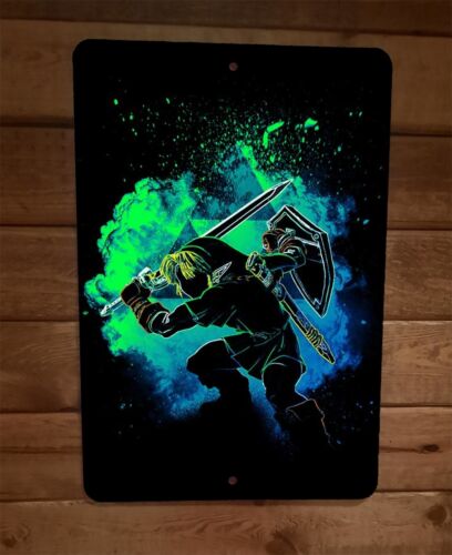 Legend of Link in Zelda Cloud Art 8x12 Inch Metal Wall Sign Poster for Video Game Decor