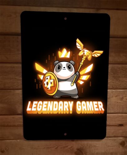 Legendary Gamer Panda Zelda 8x12 Inch High-Gloss Aluminum Metal Wall Sign with UV Protection and Sublimated Heat-Pressed Graphics